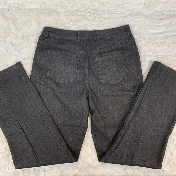 St. John Collection Women's Straight Leg Jeans Size 4 Black Gold Shimmer Holiday - Picture 10 of 13